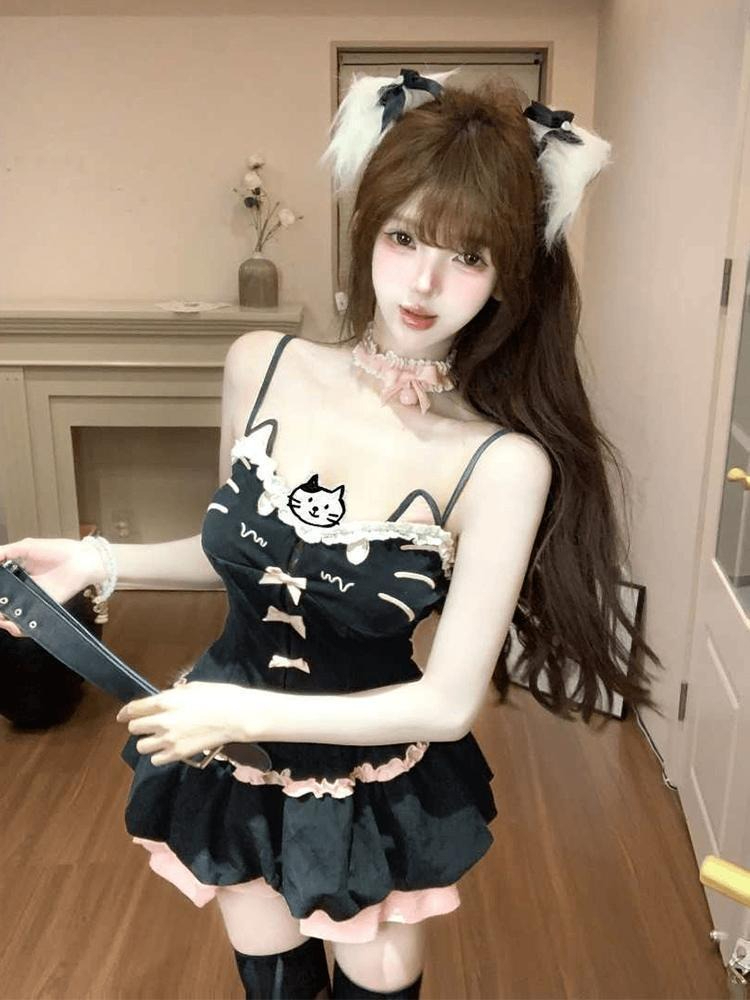 Summer Kawaii Cute Cartoon Cat - đánh giá và giá Cami Top Lace