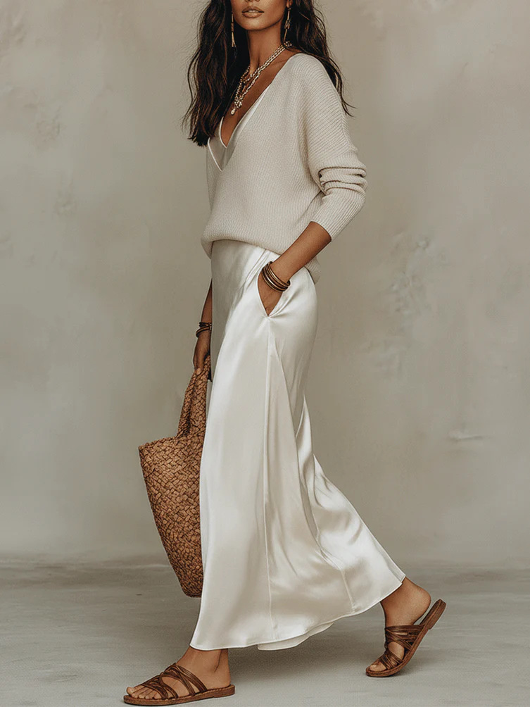 Chic Women's Satin Maxi Dress  - đánh giá và giá Slip Dress Satin